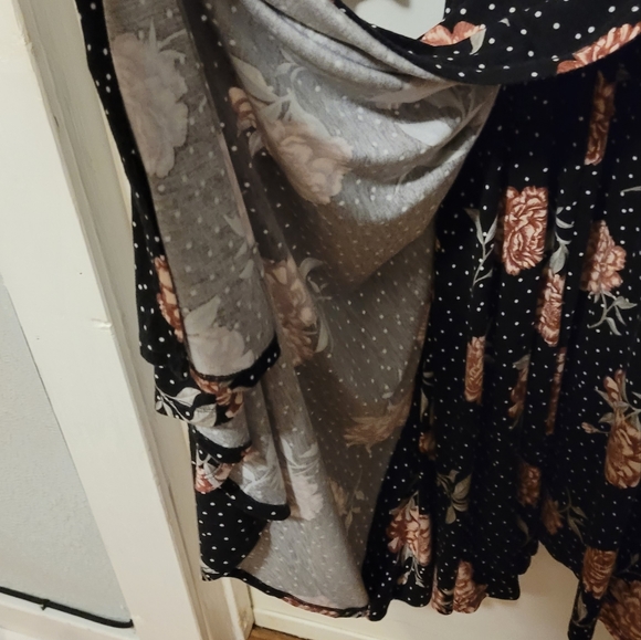 Torrid 3 Black Floral Dots Womens Dress 3/4 Sleeve Wrap Tie - Picture 10 of 10